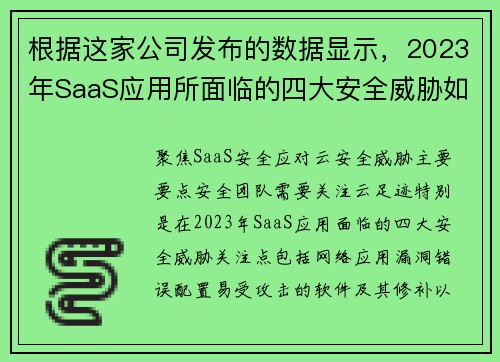 根据这家公司发布的数据显示，2023年SaaS应用所面临的四大安全威胁如下 